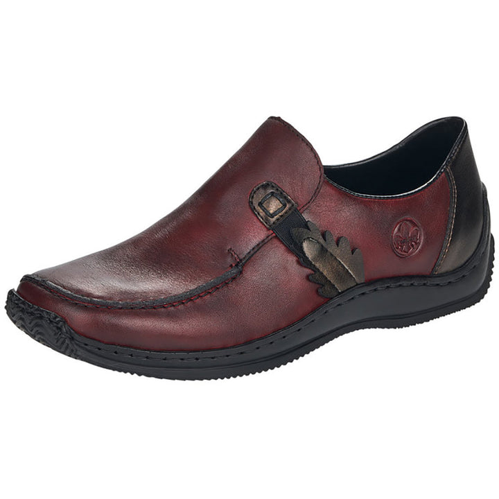 Quarter view Women's Rieker Footwear style name Celia 59 in color Purpurviolett/ Antik/ Cristallin. Sku: L1759-30