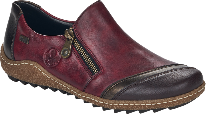 Quarter turn view Women's Rieker Footwear style name Liv 71 So in color HAVAN/AN/V. Sku: L7571-25