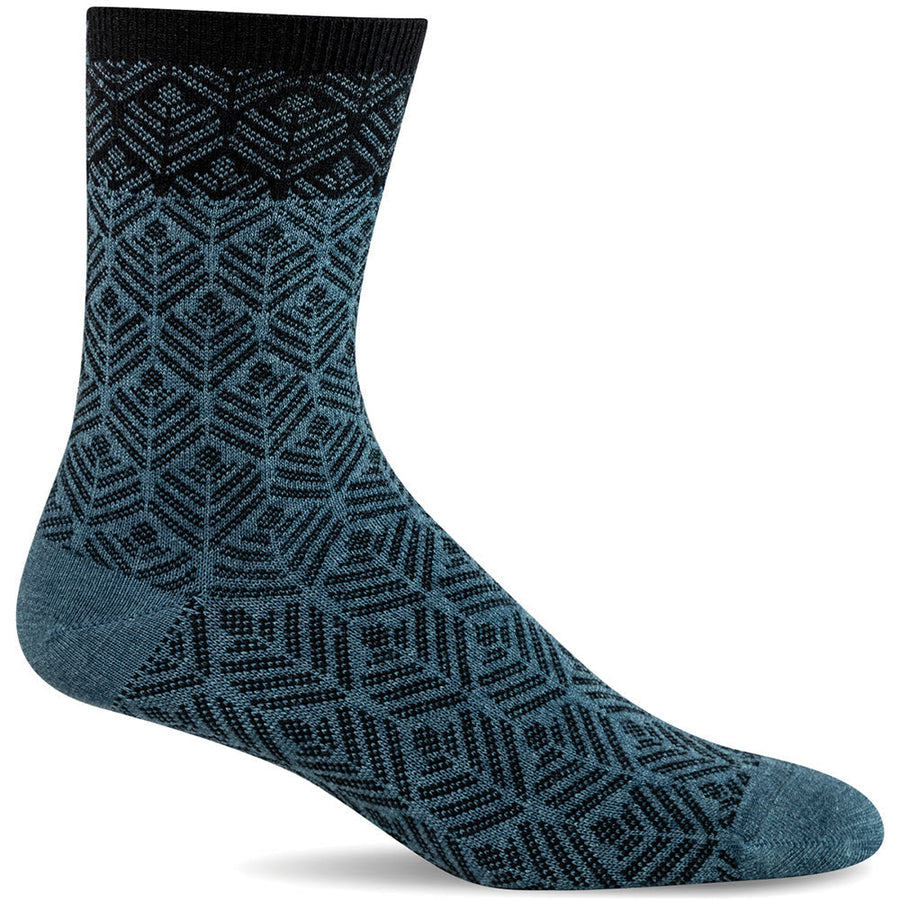 Quarter view Women's Sockwell Sock style name Leaflet in color Blueridge. Sku: LD208W-625