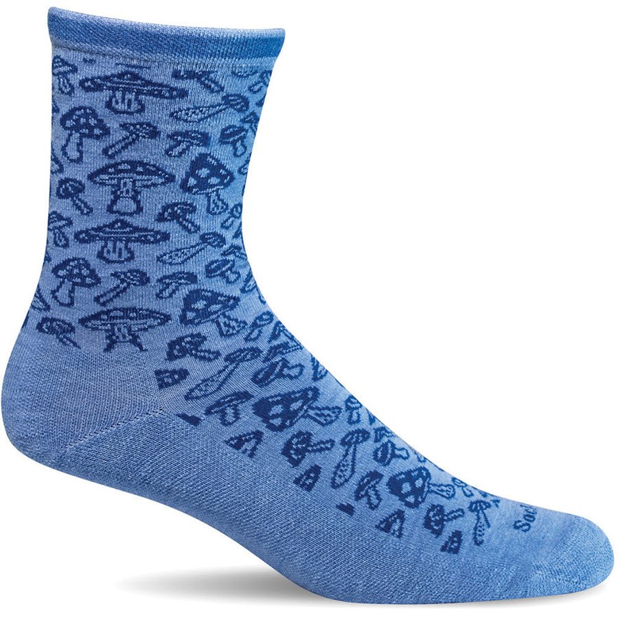 Quarter view Women's Sockwell Sock style name Fantasy Fungi in color Cornflower. Sku: LD222W-665