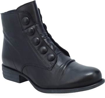 Quarter turn view Women's Miz Mooz Footwear style name Louise in color BLACK. Sku: LOUISE-BLACK