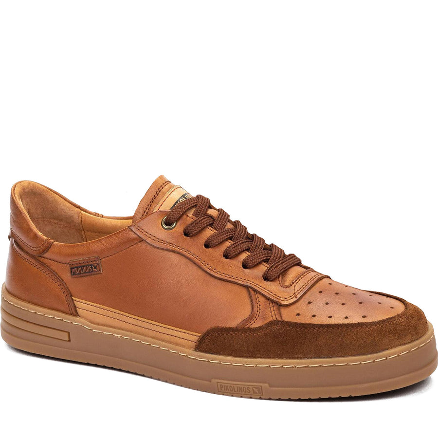 Quarter turn Men's Pikolinos Footwear style name Xativa 6383C1 in color Brandy. Sku: M1K-6383C1BRA