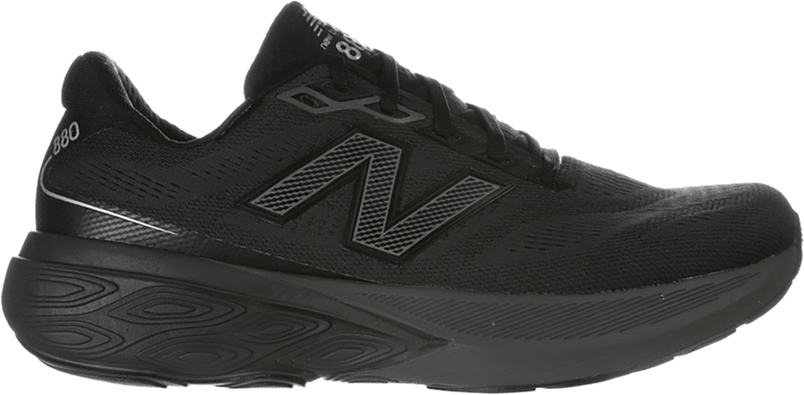Quarter turn view Men's New Balance Footwear style name 880 V15 GTX Wide in color BLK/CRO. Sku: M880GB15-2E