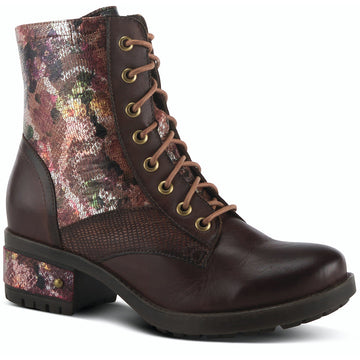 Quarter view Women's L'Artiste Footwear style name Marty-Met in color Brown Multi. Sku: MARTYMET-BRM