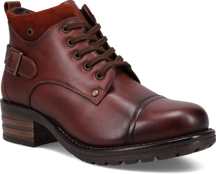 Quarter turn view Women's Taos Footwear style name Mini Crave in color COGNAC. Sku: MCR-14212COG