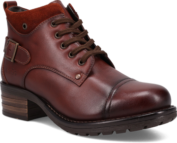 Quarter turn view Women's Taos Footwear style name Mini Crave in color COGNAC. Sku: MCR-14212COG