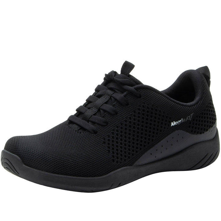 Quarter turn Women's Alegria Footwear style name N8Ture in color Black Out. Sku: NA8-6181