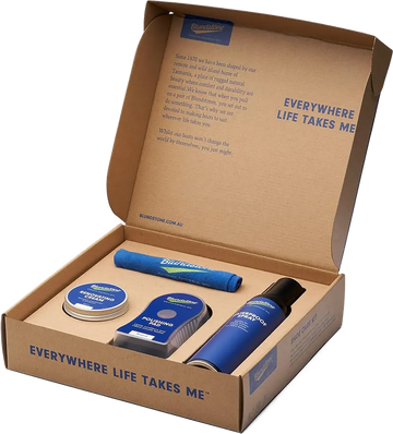 Quarter turn view Unisex Blundstone Care Product style name Shoe Care Kit in color BLACK. Sku: SHOECARE-BLK