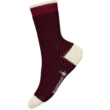 Quarter view Women's Smartwool Sock style name Everyday Popcorn Polka Dot Cre in color Tibetan Re. Sku: SW001845A25