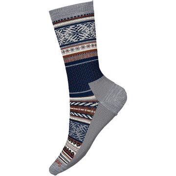 Quarter turn view Men's Smartwool Sock style name Fair Isle Crew in color Light Gray. Sku: SW001881039