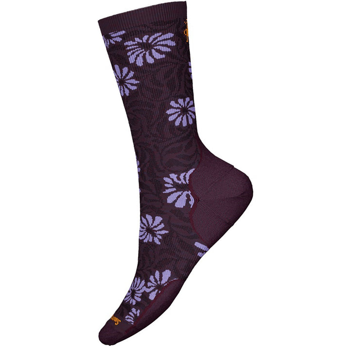 Quarter turn Women's Smartwool Sock style name Everyday Floral Crew in color Purple Iris. Sku: SW002678L90