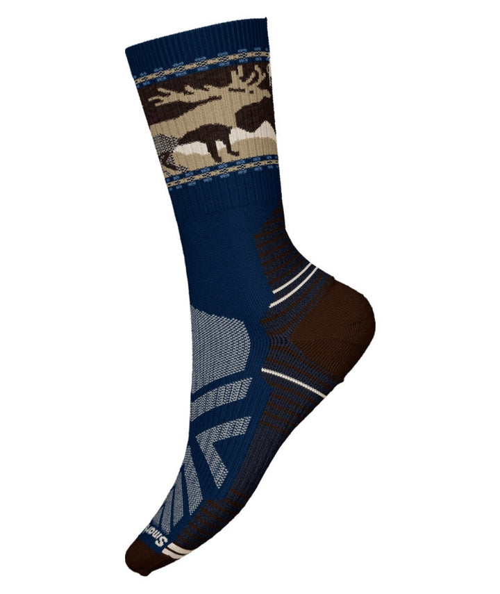 Men's Smartwool Socks style name Light Cushion Mt Moose Crew in color Deep Navy. Sku: SW002686092