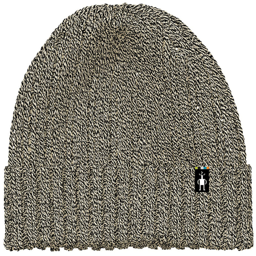 Quarter turn view Women's Smartwool Hats style name Rib Hat in color Black Natural Marl. Sku: SW011443H66