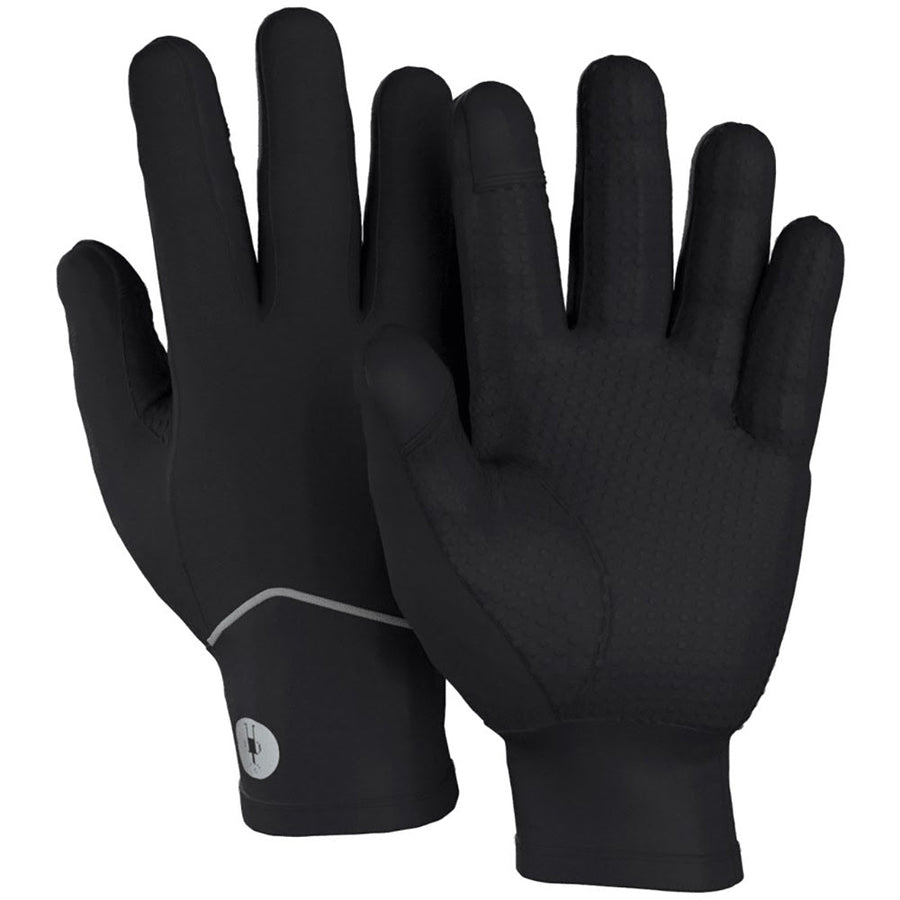 Quarter turn view Unisex Smartwool Accessories style name Active Fleece Wind Glove in color Black. Sku: SW018128001