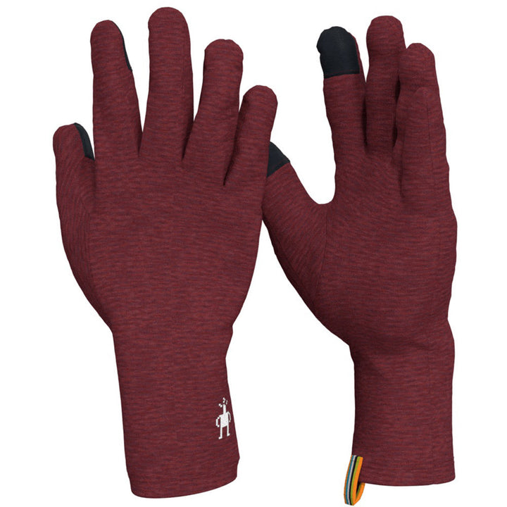 Quarter turn view Unisex Smartwool Accessories style name Therm Merino Glove in color Currant. Sku: SW018132N69