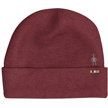 Quarter turn view Men's Smartwool Hats style name Merino Cuffed Beanie in color Currant. Sku: SW0SW956N69