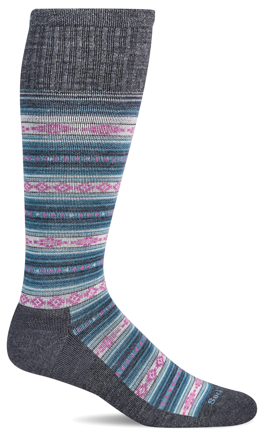 Women's Sockwell Socks style name Southwest Stripe in color Charcoal. Sku: SW192W-850