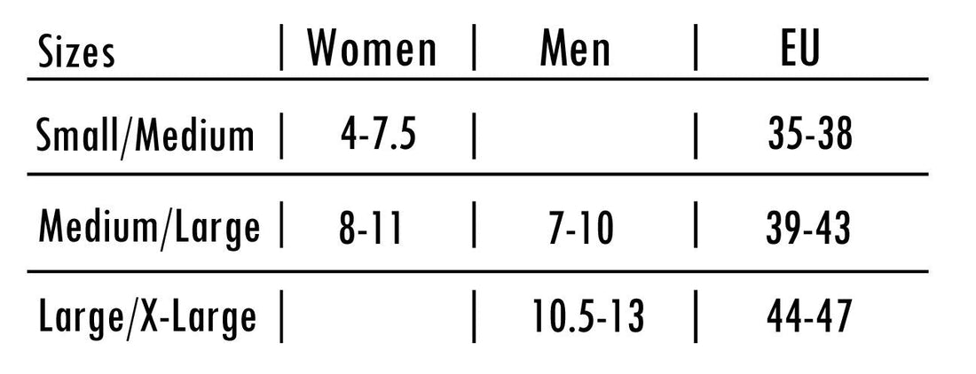 Sockwell size chart