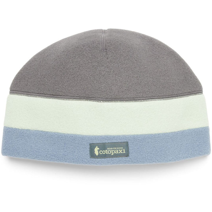 Quarter turn view Women's Cotopaxi Hats style name Teca Fleece Beanie in color Cinder. Sku: TFB-F24-CNDR