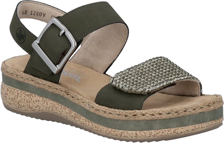Quarter turn view Women's Rieker Footwear style name Regina 51 in color Schilf/ Moor. Sku: V0951-54
