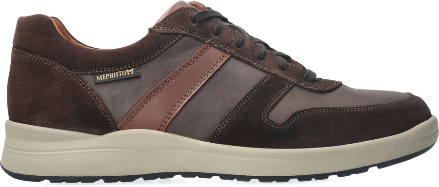 Quarter turn view Men's Mephiso Footwear style name Vito in color DKBRN VELS. Sku: VIT3651