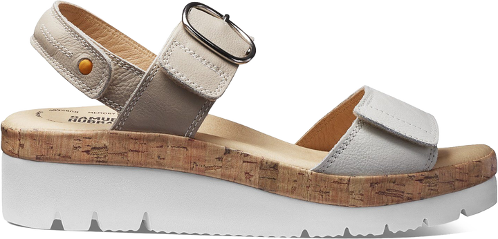 Quarter turn view Women's Samuel Hubbard Footwear style name Portola Two-Strap Wide in color White Multi. Sku: W1730-203W