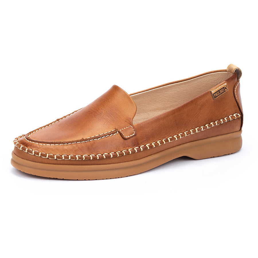 Quarter view Women's Pikolinos Footwear style name Gandia 3802 in color Brandy. Sku: W2Y-3802BRA