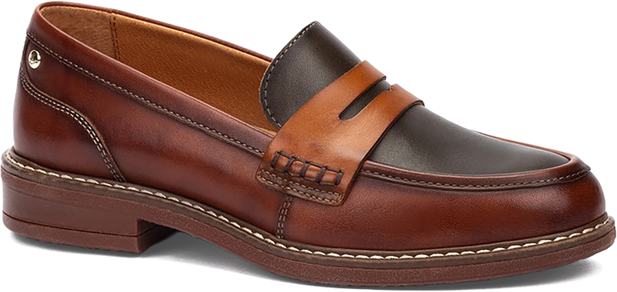 Quarter turn view Women's Pikolinos Footwear style name Aldaya 3541C8 in color COGNAC. Sku: W8J-3541C8COG