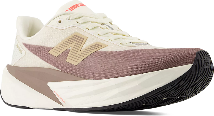 Women's New Balance Fuelcell Rebel V5 Medium in Angora/ Earth Shadow/ Sea Salt. Sku: WFCXLJ5-B
