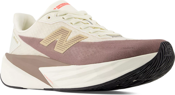 Women's New Balance Fuelcell Rebel V5 Medium in Angora/ Earth Shadow/ Sea Salt. Sku: WFCXLJ5-B