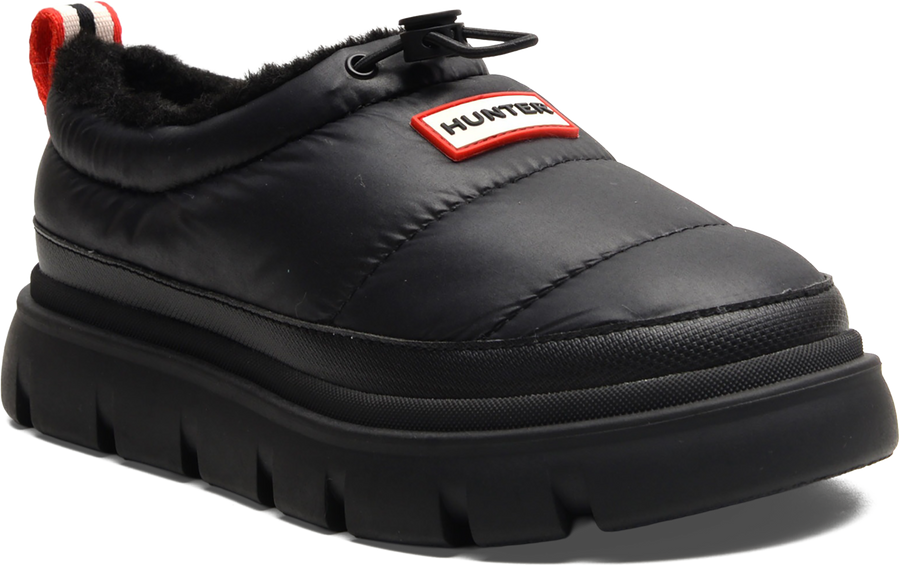 Quarter turn view Women's Hunter Footwear style name Hw Madi 5 in color BLK/BLK. Sku: WMADI5-BLK01