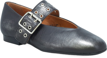 Quarter turn view Women's Miz Mooz Footwear style name Zephyr in color GUNMETAL. Sku: ZEPHYR-GNMTL