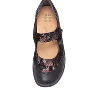 Women's Shoe, Brand Ziera  in  in Black Copper/ Black Mix Leather-Suede shoe image top view