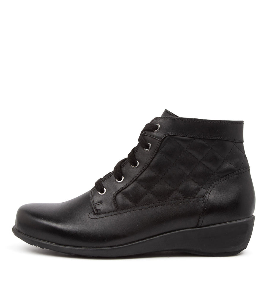 Side view Women's Ziera Footwear style name Suri in Black Leather. Sku: ZR10047BLALE