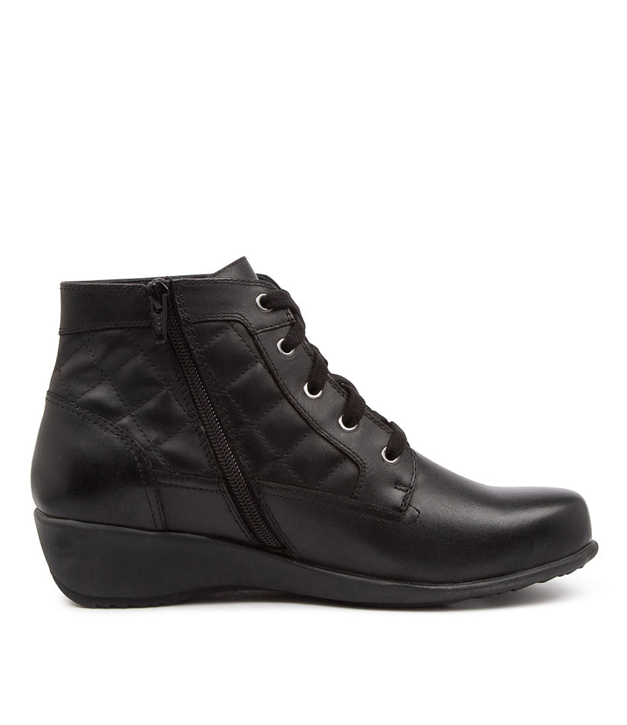 Inside view Women's Ziera Footwear style name Suri in Black Leather. Sku: ZR10047BLALE