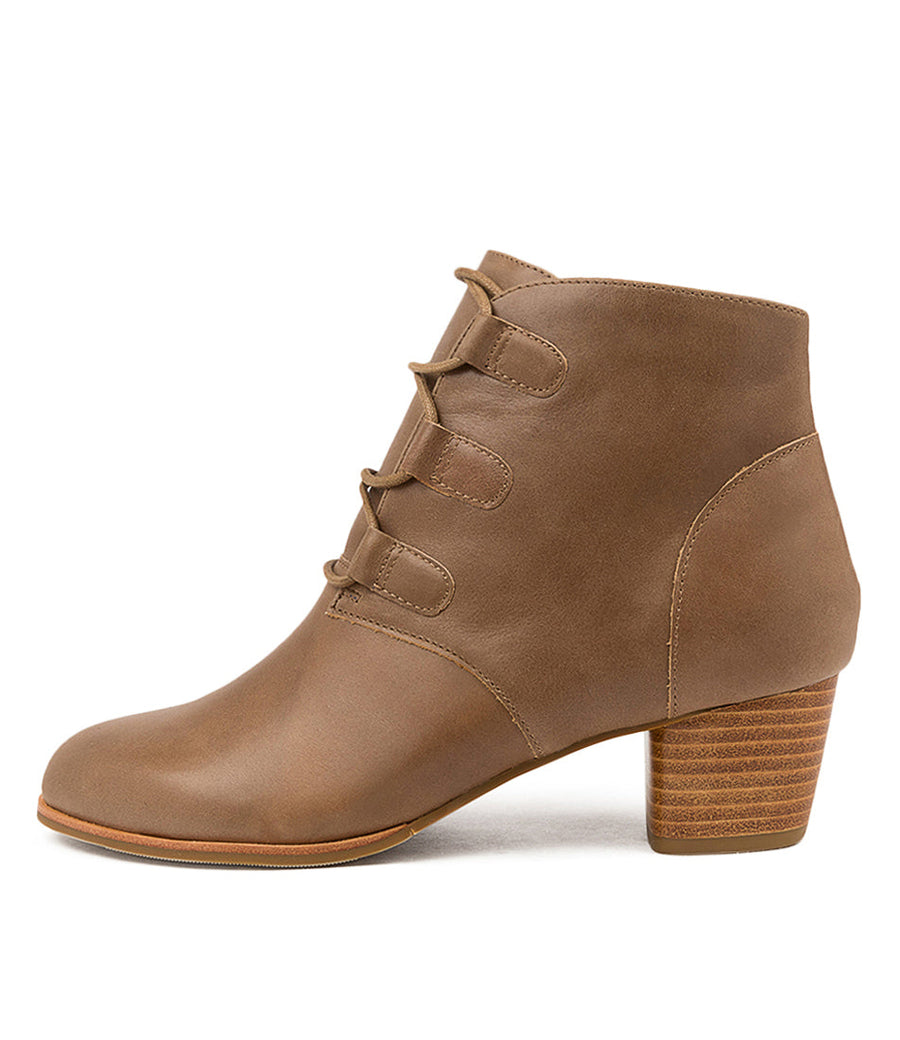 Side view Women's Ziera Footwear style name George in Taupe Leather. Sku: ZR10285NGVLE