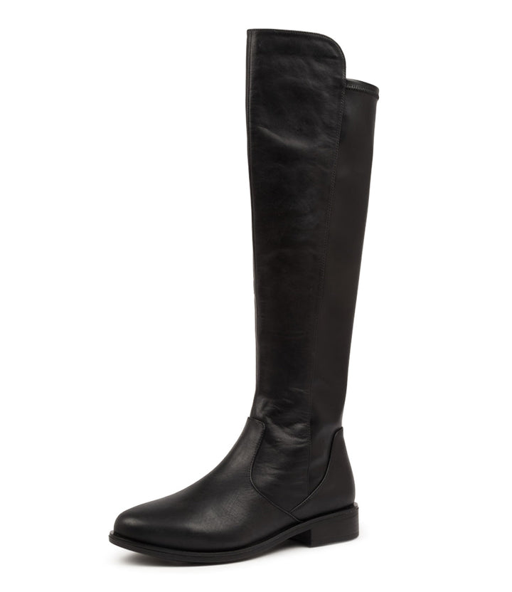 Quarter turned view Women's Ziera Footwear style name Sallies in Black Leather-Stretch Smooth. Sku: ZR10299BLAHB