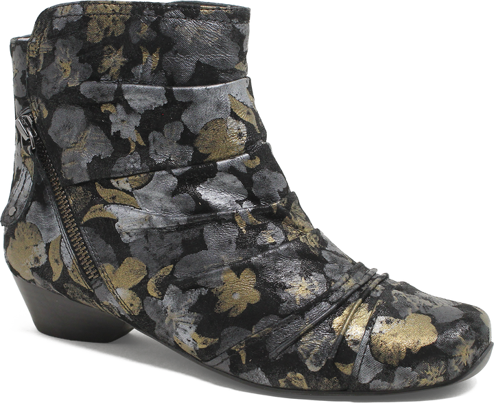 Quarter turn view Women's Ziera Footwear style name Camryn W in color BLK MET SD. Sku: ZR10953BTJSU