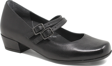 Quarter turn view Women's Ziera Footwear style name Qevra W in color BLACK LTHR. Sku: ZR11178BLALE