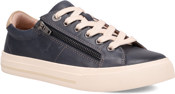 Quarter turn view Women's Taos Footwear style name Z Soul Lux in color NAVY/STONE. Sku: ZSX-14134NVST