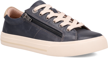 Quarter turn view Women's Taos Footwear style name Z Soul Lux in color NAVY/STONE. Sku: ZSX-14134NVST