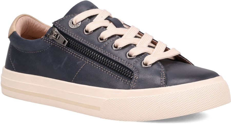 Quarter turn view Women's Taos Footwear style name Z Soul Lux in color NAVY/STONE. Sku: ZSX-14134NVST