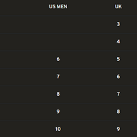 Dr. Martens' size conversion chart