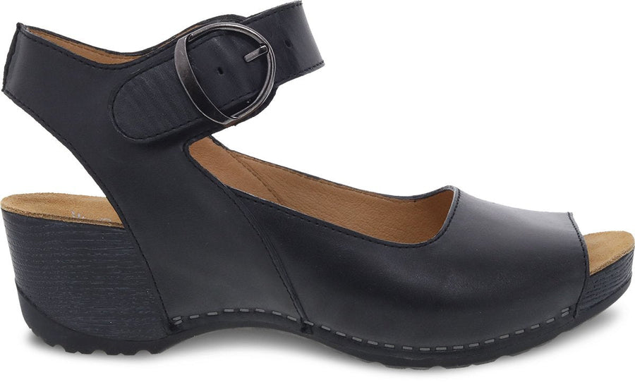 Side view Women's Dansko Footwear style name Tiana in color Black Burnished Calf. Sku: 1705-020200