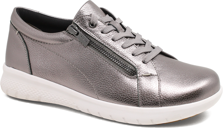 Quarter turn view Women's Ziera Footwear style name Solar Xf in color PEWTER TUM. Sku: ZR10058ML4DL