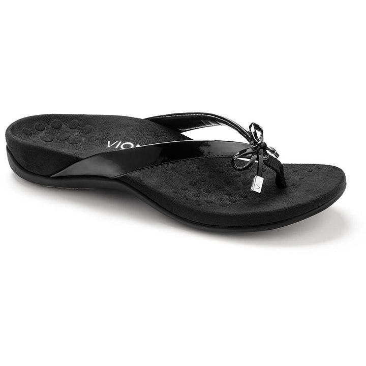 Quarter view Women's Vionic Footwear style name Rest Bella in color Black Pat. Sku: 10000435-001