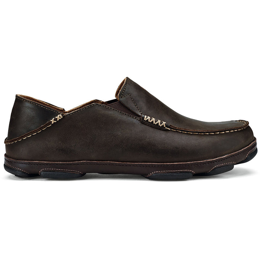 Quarter view Men's Olukai Footwear style name Moloa color Darkwood. Sku: 10128-6348