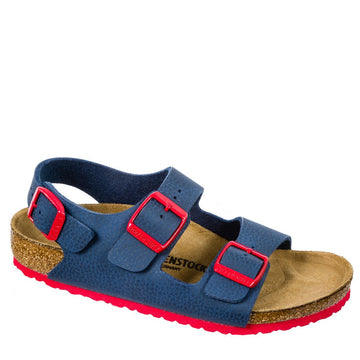 Quarter view Kids Footwear style name MILANO KIDS in color Desert Soil Blue/Red. SKU: 1017368
