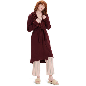 Quarter view Women's UGG Apparel style name Duffield II Robe in color Wild Grape. Sku: 1095612-WGRP