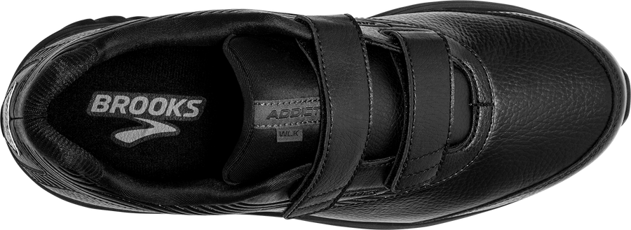Top down view Women's Brooks Footwear style name Addiction Walker V-Strap 2 Medium in color Black. Sku: 1120309-1B072